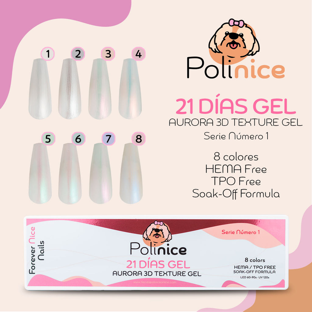 POLINICE 21 DÍAS GEL – AURORA 3D TEXTURE GEL ✨
