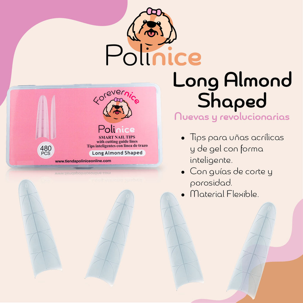 Smart Nail Tip - Long Almond Shape con Guía de Corte