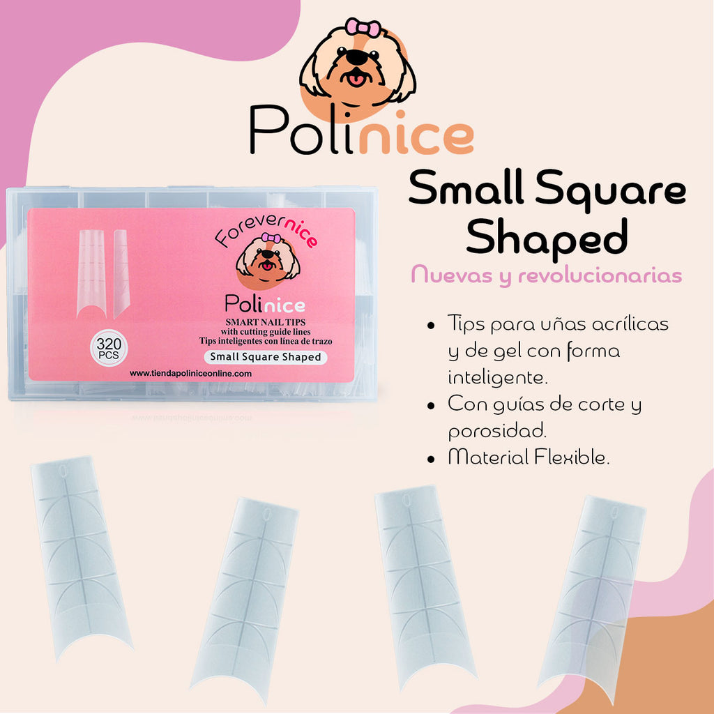 Smart Nail Tip - Small Square Shape con Guía de Corte