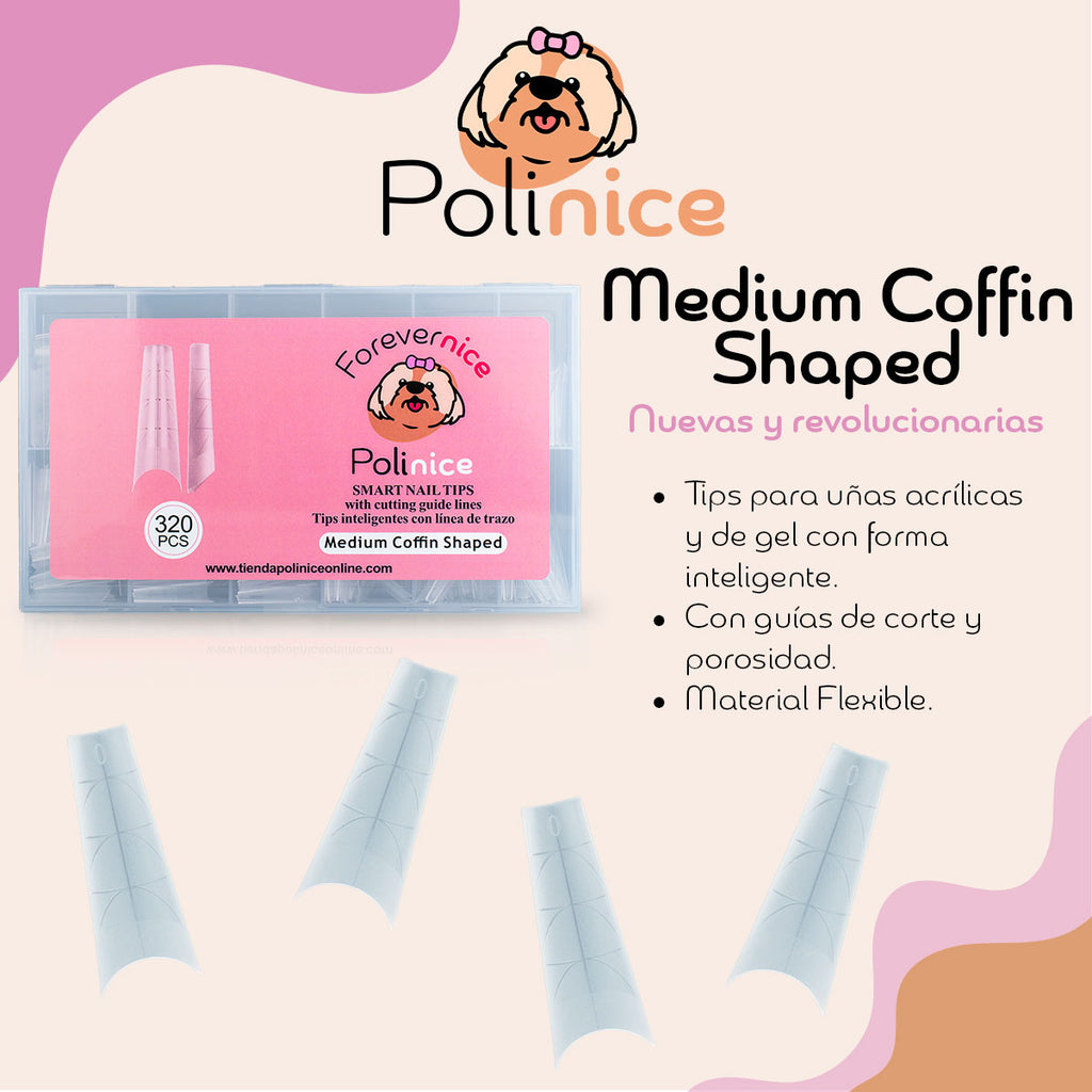 Smart Nail Tip - Medium Coffin Shape con Guía de Corte