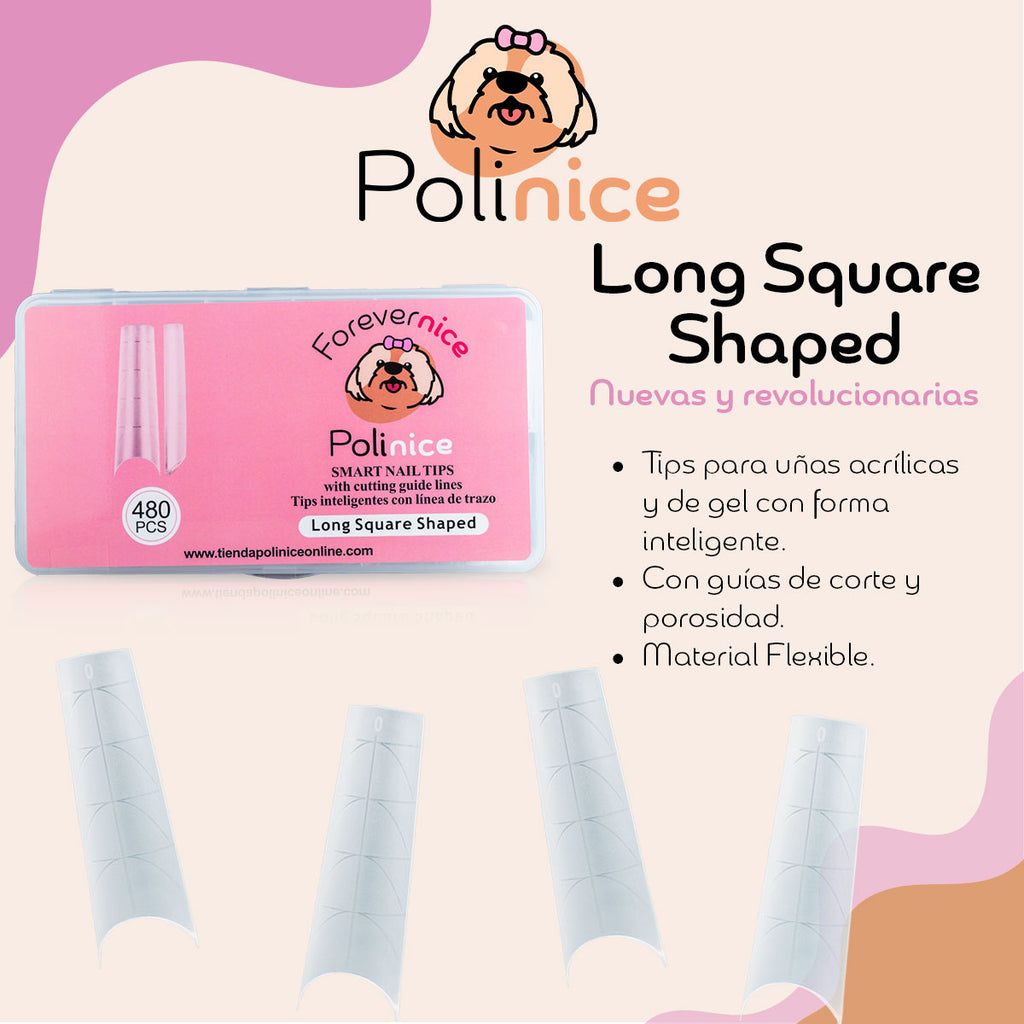 Smart Nail Tip - Long Square Shape con Guía de Corte
