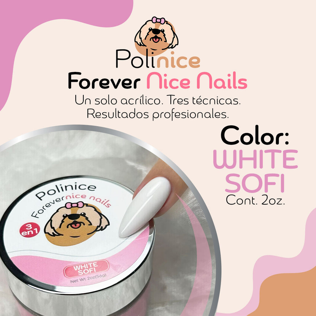Acrílico POLINICE®️ 3 en 1 | WHITE SOFI